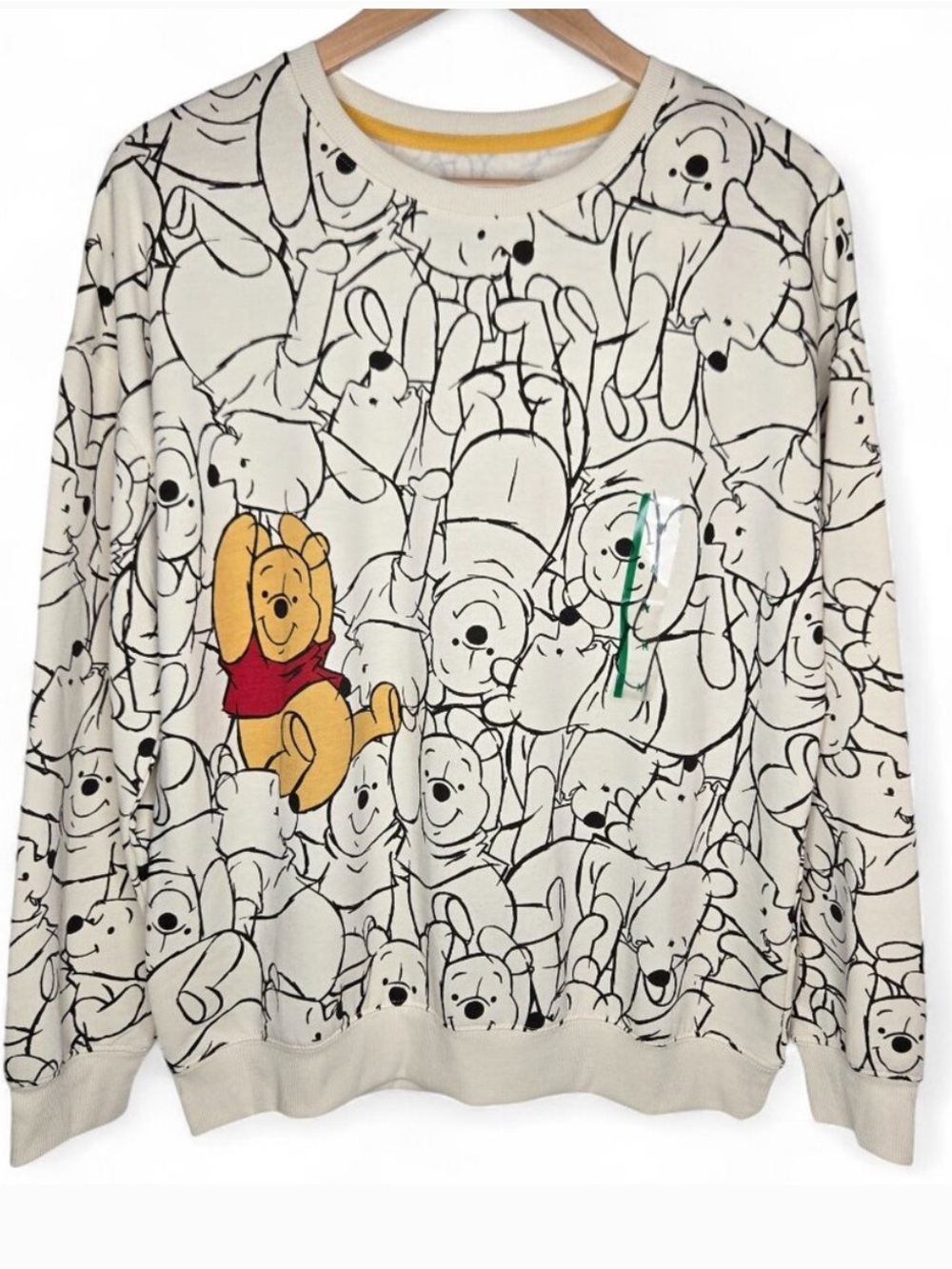 WT Disney Winnie The Pooh Oversized Allover Print Sweater Women's Super Soft M